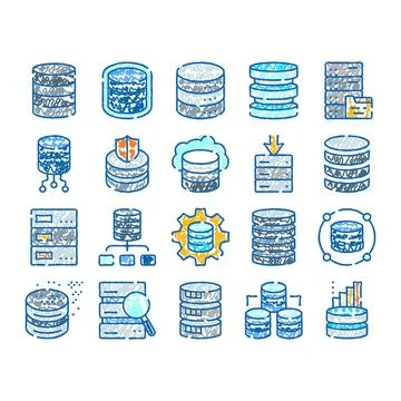 Database server hosting cloud computing technology icons Stockillustratie