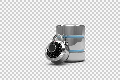 Database server icon with combination lock Stock Illustration