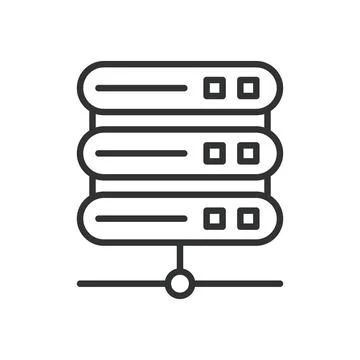 Database server, icon in line design. Database, server, storage, network, data Illustrazione stock