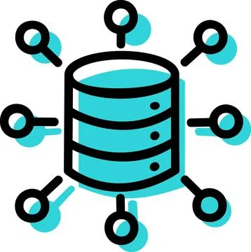 Database server icon with network connections 스톡 일러스트