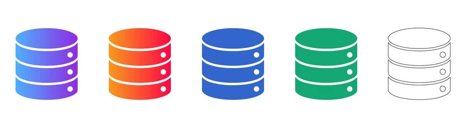 Database Server Icon Set for Data Management Stock Illustration