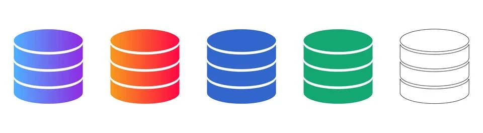 Database Server Icon Set in Multiple Colors イラスト素材