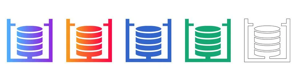 Database Server Infrastructure Icons Illustrazione stock