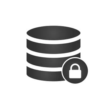 Database, Server Isolated Flat Web Mobile Icon with Lock icon. Vector Illustrazione stock