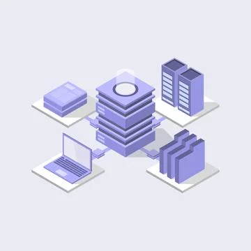 Database server isometric illustrated on background Stock Illustration