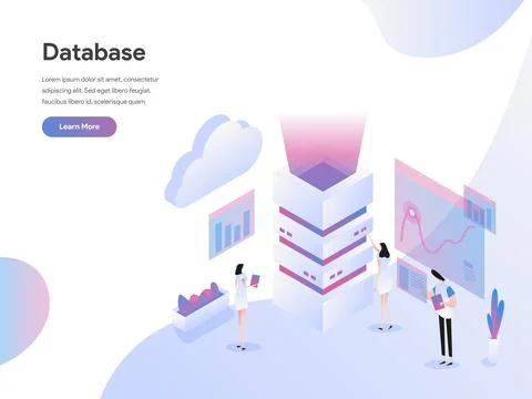 Database Server Isometric Illustration Concept Stock Illustration