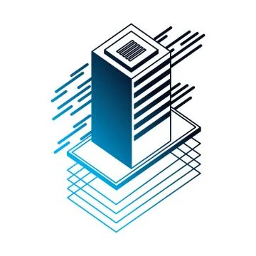 Database server isometric storage information technology Stock Illustration