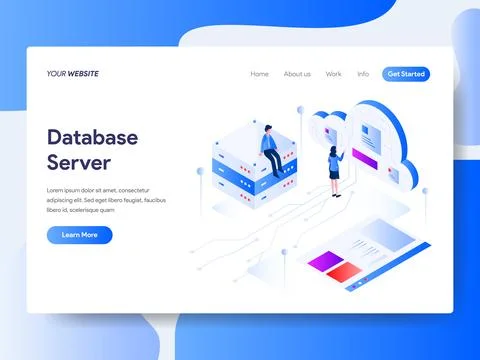 Database Server Isometric for Website Page Stock Illustration