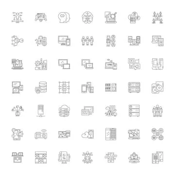 Database server linear icons, signs, symbols vector line illustration set Illustrazione stock