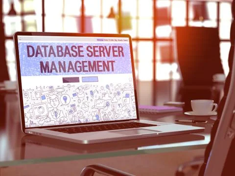 Database Server Management - Concept on Laptop Screen Stock-Illustration