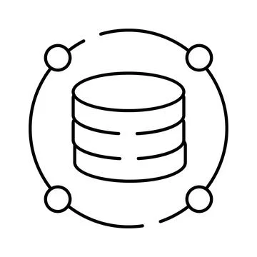 Database server managing global data network icon Illustrazione stock