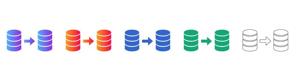 Database Server Migration Icon Set Illustrazione stock