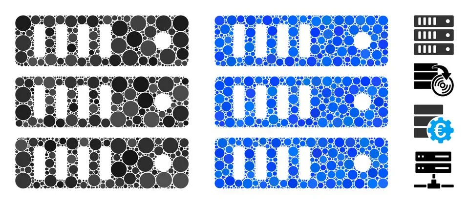 Database Server Mosaic Icon of Circle Dots Illustrazione stock
