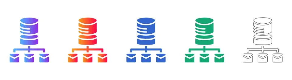 Database Server Network Connection Icon Set Stock Illustration