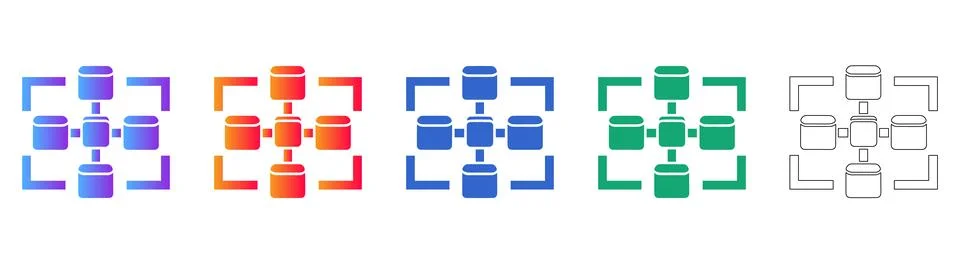 Database Server Network Connection Icon Set Stockillustratie