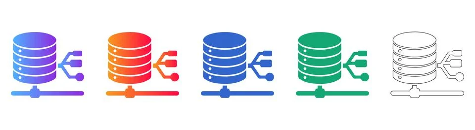 Database Server Network Connection Icons Stock Illustration