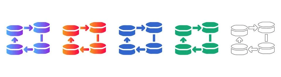 Database Server Network Flow Icons Stockillustratie