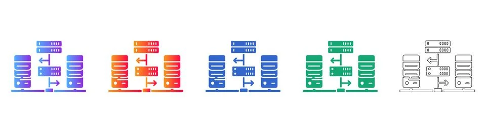 Database Server Network Hierarchy Icons Stockillustratie