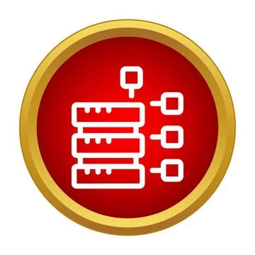 Database server network hosting icon red circle Illustrazione stock