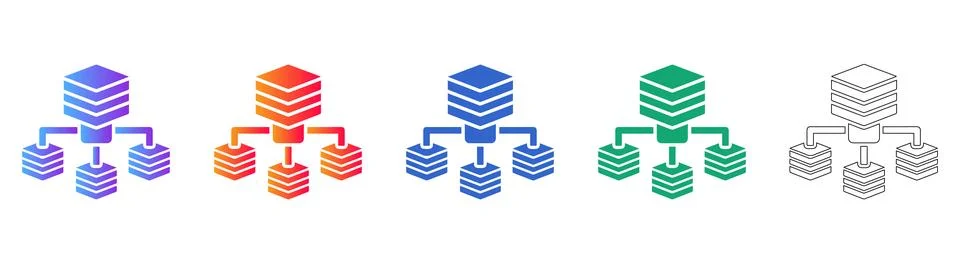 Database Server Network Icon Set Stock Illustration