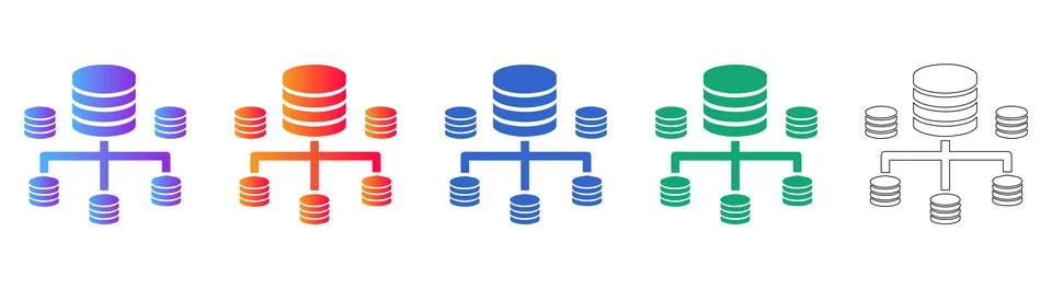 Database Server Network Icon Set Stock Illustration