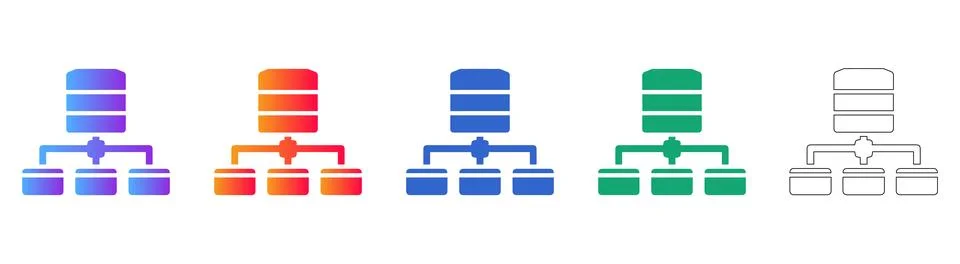 Database Server Network Icons for IT Infrastructure Stock Illustration