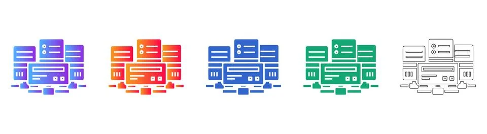Database Server Network Infrastructure Icons Stock Illustration
