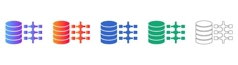 Database Server Network Infrastructure Icons Stockillustratie