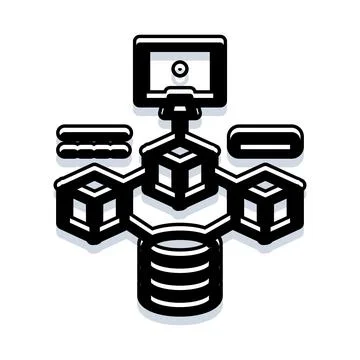 Database server network processing information storage system Illustrazione stock