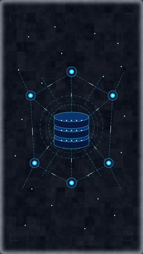 Database server node cloud network connection technology data processing Stock Footage 348327000
