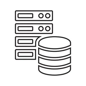 Database, server outline icon. Line art vector. Illustrazione stock