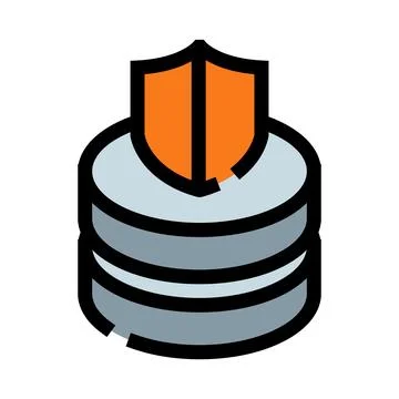 Database server protected with cyber security shield icon Stock Illustration