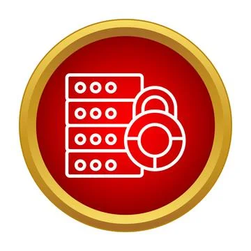 Database server protected by a padlock icon Stock Illustration