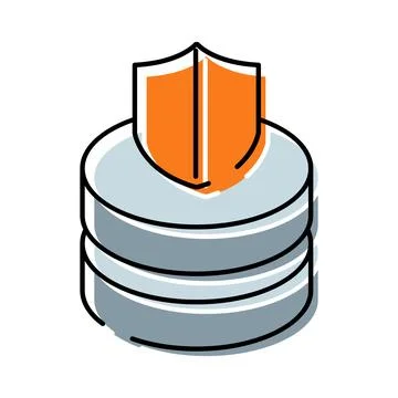 Database server protected by shield icon symbol Stock Illustration