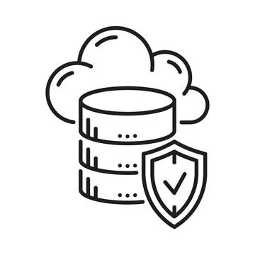 Database server protection, cloud storage icon 库存插图
