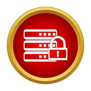 Database server protection security padlock icon Stock Illustration
