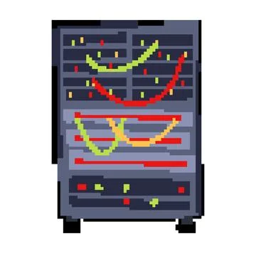 Database server rack pixel art vector illustration Stock Illustration
