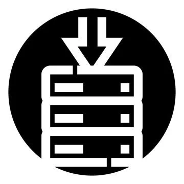 Database server receiving information download icon Stock Illustration