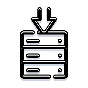 Database server receiving information loading data icon Illustrazione stock