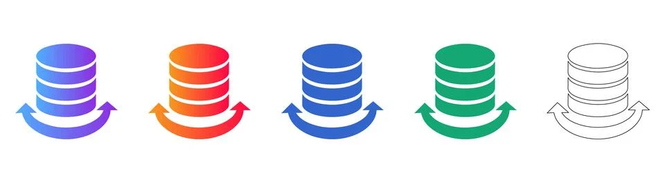 Database Server Rotation Icons Set Stock Illustration