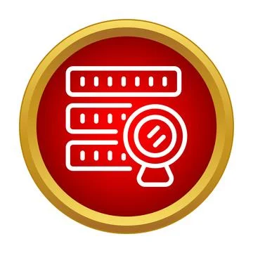 Database server searching data with magnifying glass icon Stockillustratie
