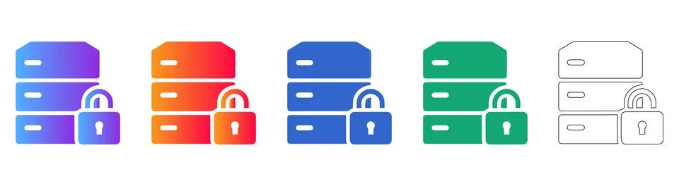 Database Server Security Icon Collection Иллюстрация
