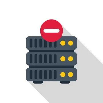 Database server showing error with red stop sign Stock Illustration