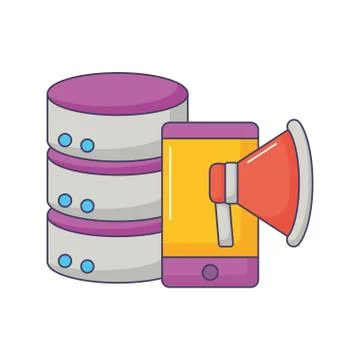 Database server smartphone megaphone advertising イラスト素材