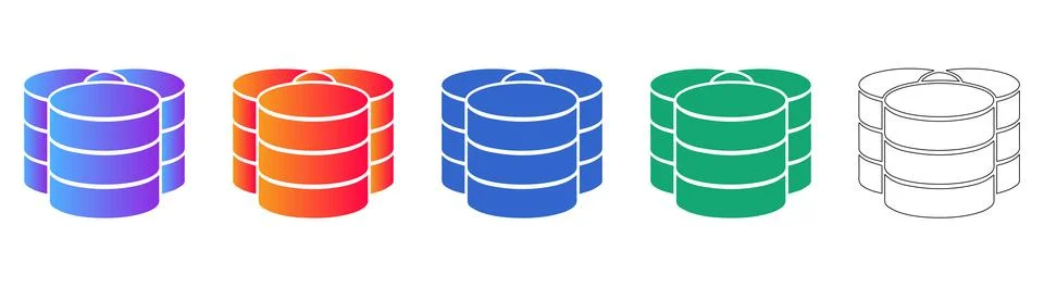 Database Server Storage Icons for Cloud and Big Data Illustrazione stock