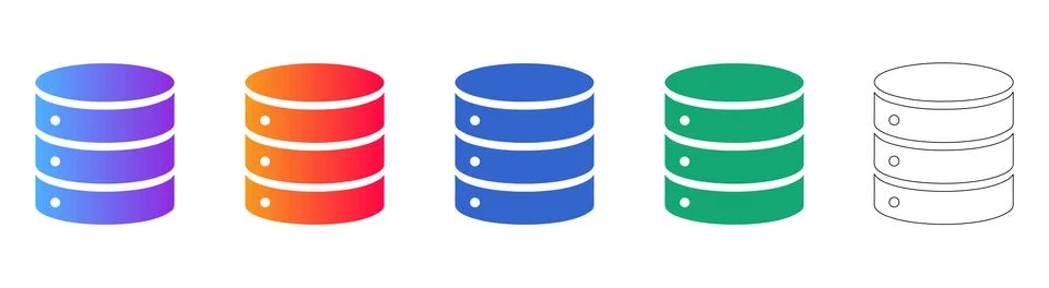 Database Server Storage Icons Stock Illustration
