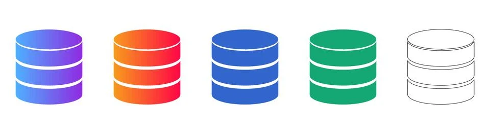 Database Server Storage Icons Set 库存插图