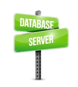 Database server street sign concept illustration Illustrazione stock