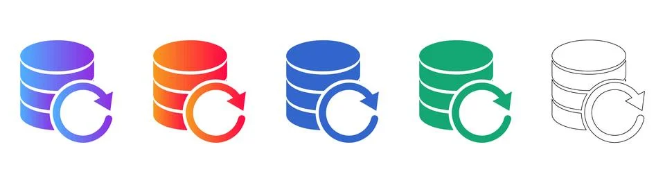 Database Server Synchronization Icons Ilustración de archivo