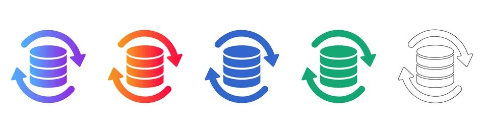 Database Server Synchronization Icons Illustrazione stock